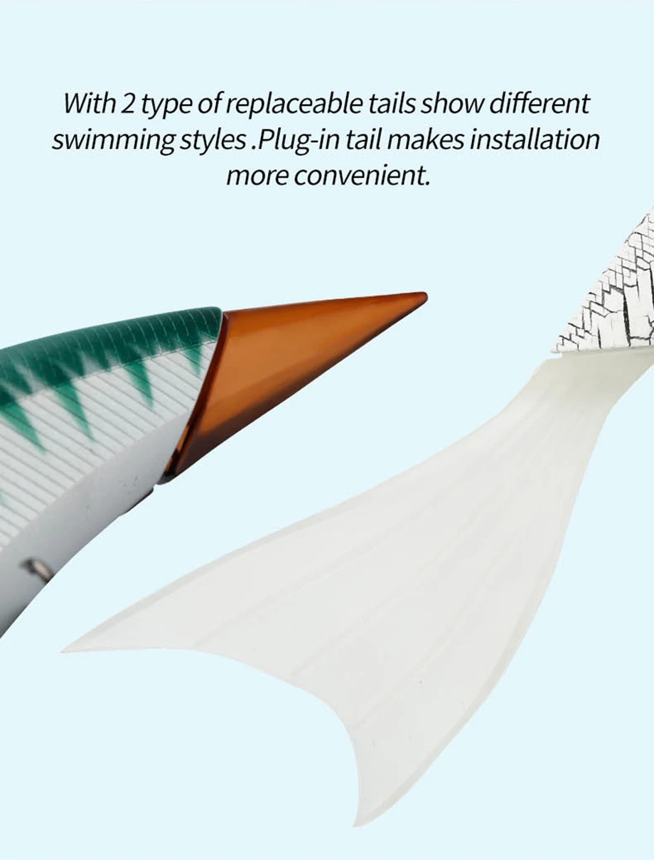 Schwimmendes Vibrationssegment, großer Köder, 19 cm, 55 g, Wobbler, 2 Abschnitte, Gelenk-Schwimmköder, Angelköder, weiche Schwanzköder – Detail 9