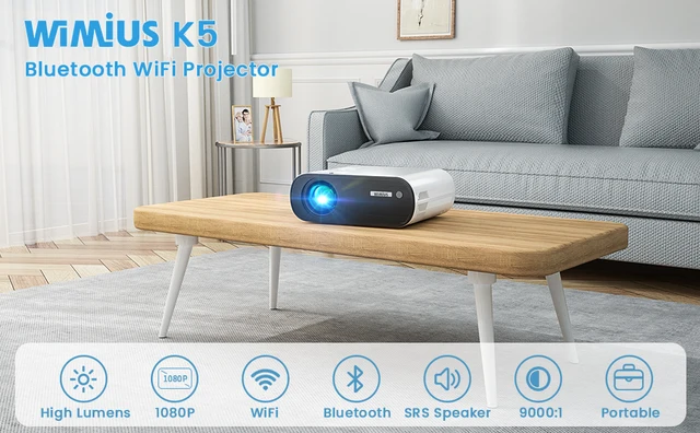 Proiettore WIMIUS K5 Mini proiettore portatile con WiFi Bluetooth nativo  1080P 4k videoproiettore Full HD per Home Theater - AliExpress