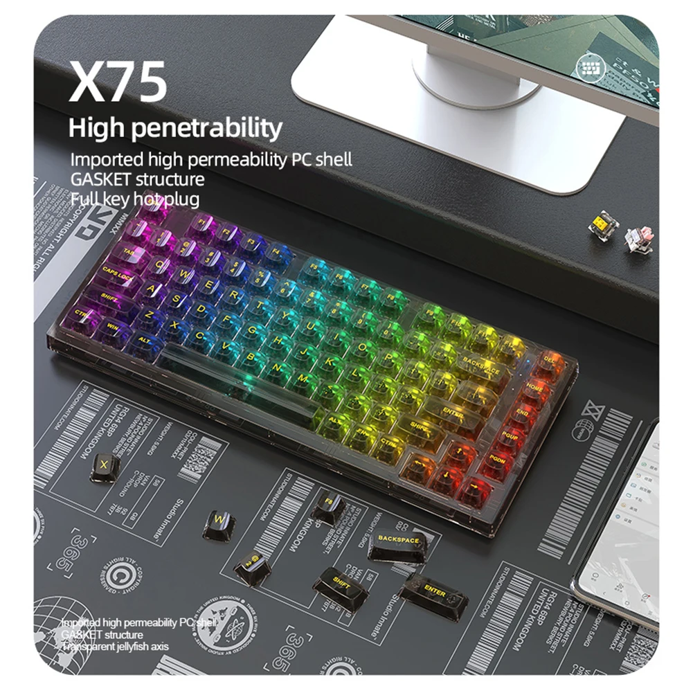 quente teclado do jogo com fio rgb