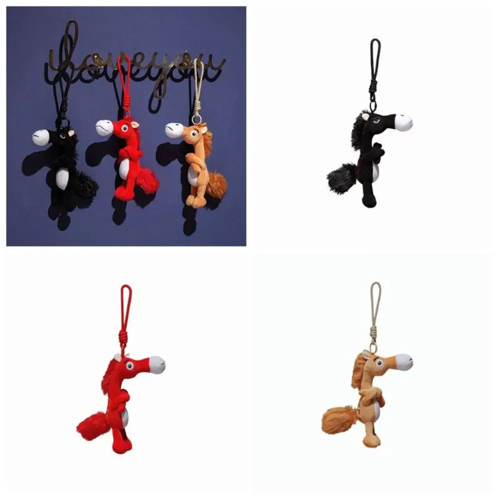 Portable Elegant Zodiac Horse Mascot Soft Chinese Mascot Horse Plush Doll Toy Key Chain Decoration Bag Charm Collection