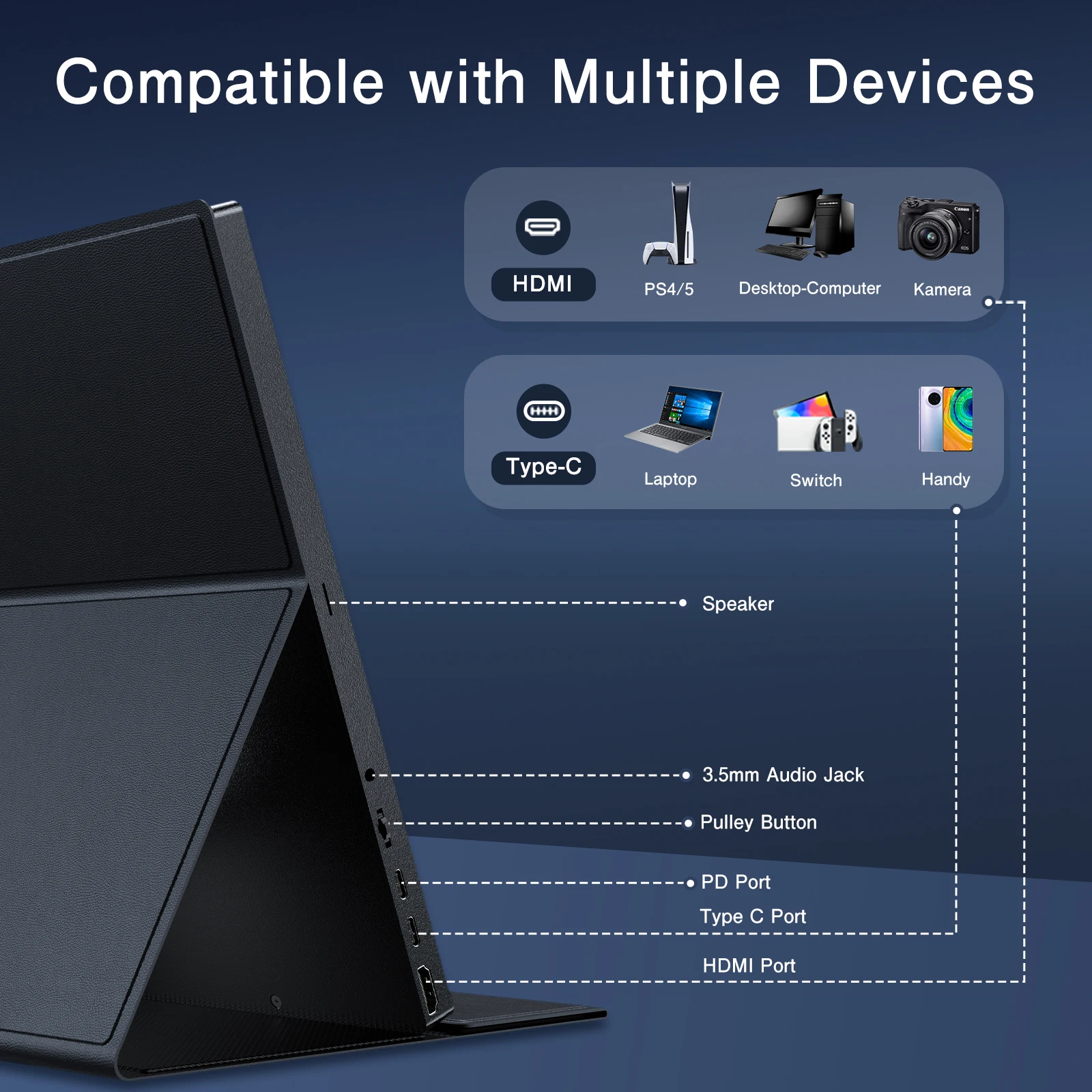 Uperfect 2K ޴ , ׷̵  16 10 Ʈ  500 NITS  Ʈ IPS HDR  ɾ ũ  ,  Ŀ ǻ ÷ HDMI Type-C VESA 