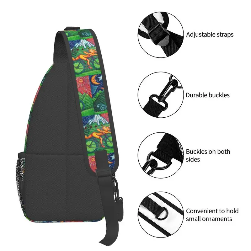 Casual Albert Hoffman LSD Bicycle Day Sling Bags for Traveling Men Acid Blotter Party Chest Crossbody Backpack Shoulder Daypack