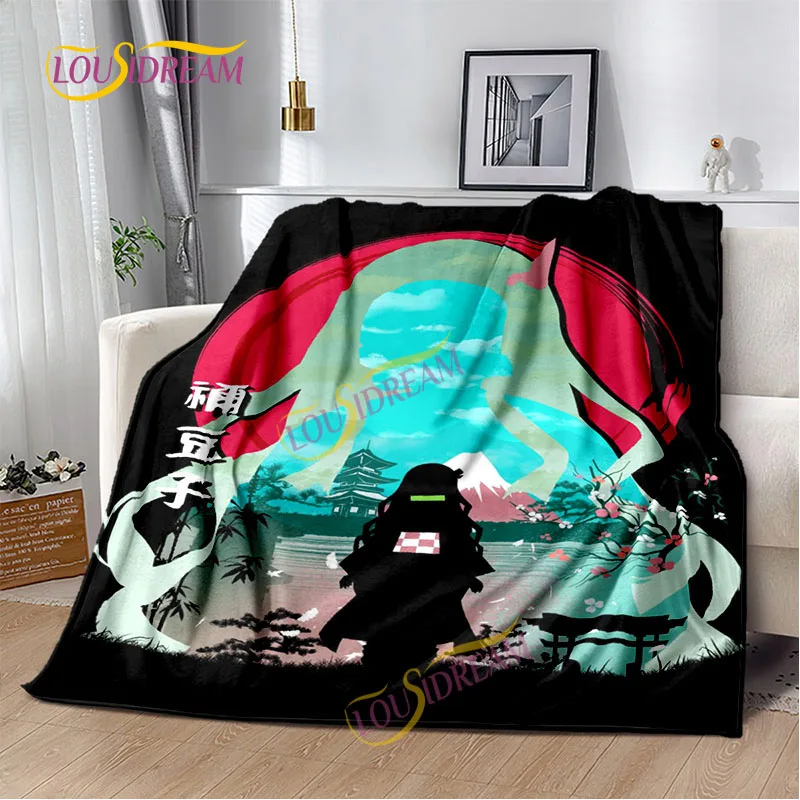 

Cartoon 3D Print Japanese Cartoon Flannel Soft Demon Slayer Blanket Children Adult Blanket Home Office Hiking Sherpa Blanket