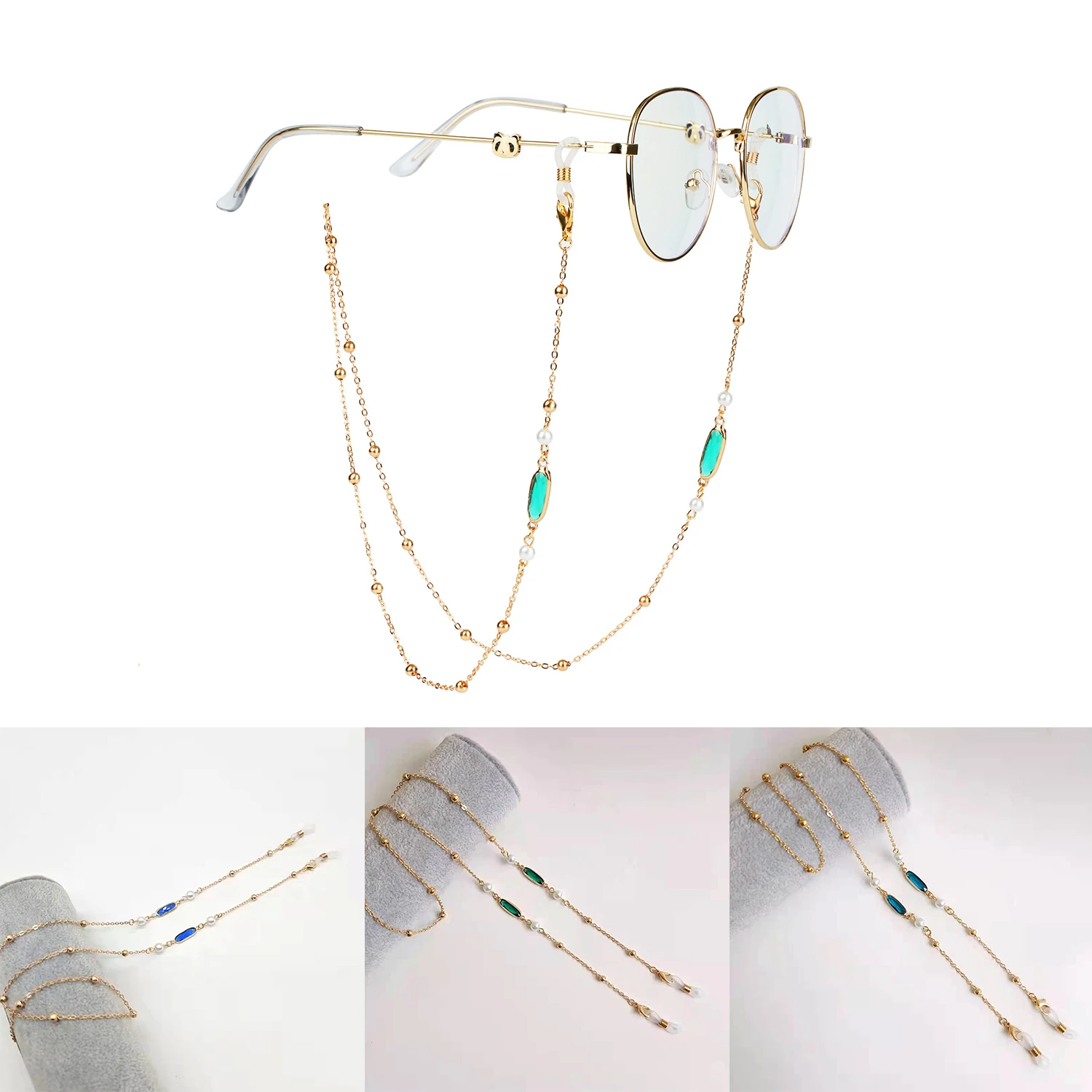

New Fashion Glasses Chain Crystal Pearl Mask Lanyard Metal Sunglass Anti-lost Lanyard For Women Eyewear Chain Jewelry Gift