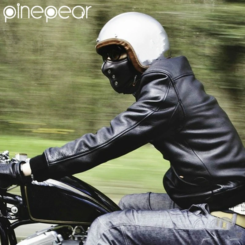 PinePear Leather Retro Punk Face Mask for Harley Motorcycle 3/4 Helmet and 1/2 Helmet Windproof Mask face mask