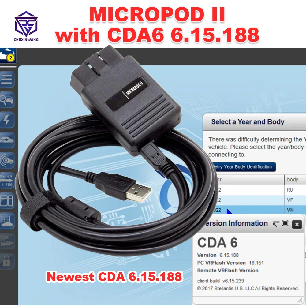 

MicroPod 2 with CDA6 CDA 6.15.188 MicroPod2 Scanner Flash Downloder For FCA Original Files for VIN EDITING DODGE/CHRYSLER/JEEP