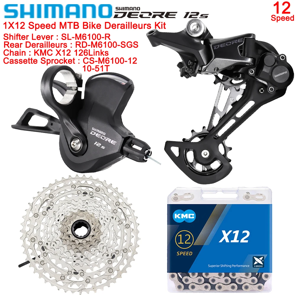

Переключатель передач SHIMANO Deore M6100, комплект для горных велосипедов 1X1 2 Speed M6100, задние переключатели передач KMC X12 Chain 10-51T, оригинальный комплект