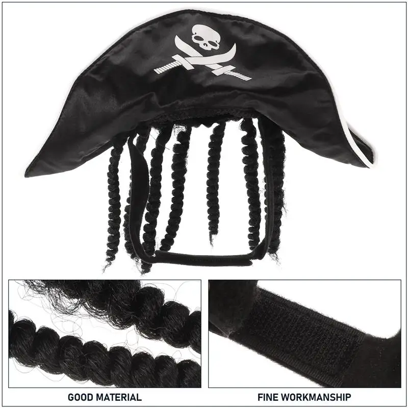 HANABASS Piratenhut Für Hunde – Halloween-Kostüm, Verstellbar, Mit Totenkopf-Druck