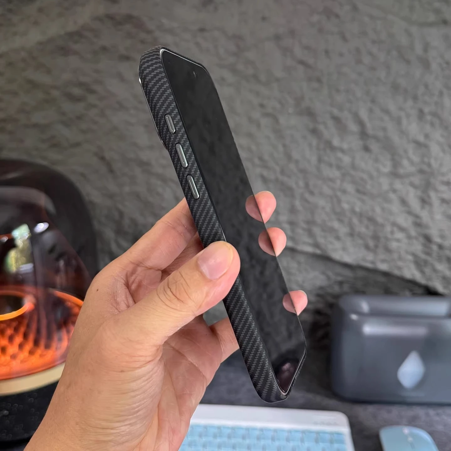 Sleek Carbon Fiber Magnetic Phone Case with Alloy Lens Protection and Wireless Charging Capability