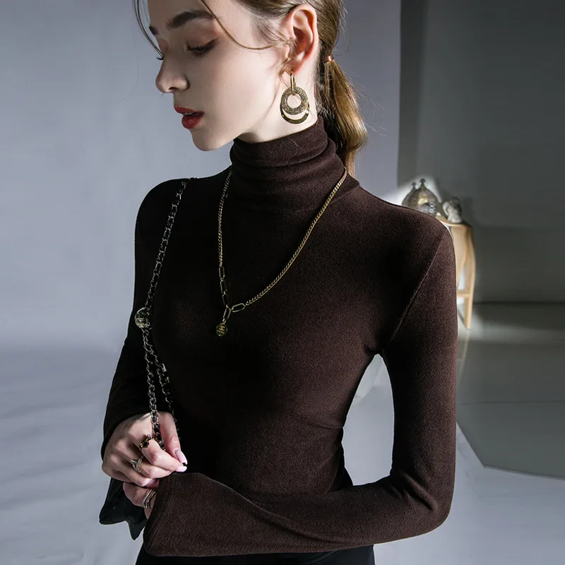 

High Quality 2024 Women Simple Pure Color Design Winter Autumn T-Shirt Female Clothing Sexy Crop Top Clothes Casual Blouse Y2k