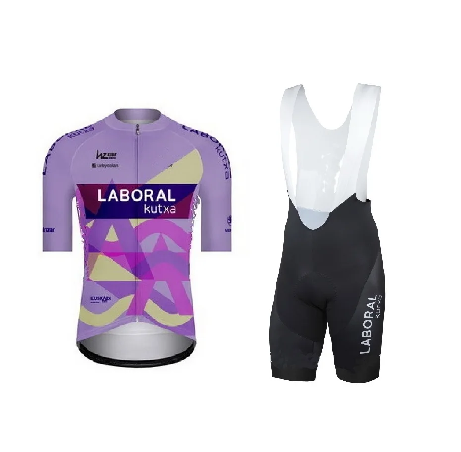 LABORAL KUTXA TEAM Men's Cycling Jersey Short Sleeve Bicycle Clothing With Bib Shorts Ropa Ciclismo