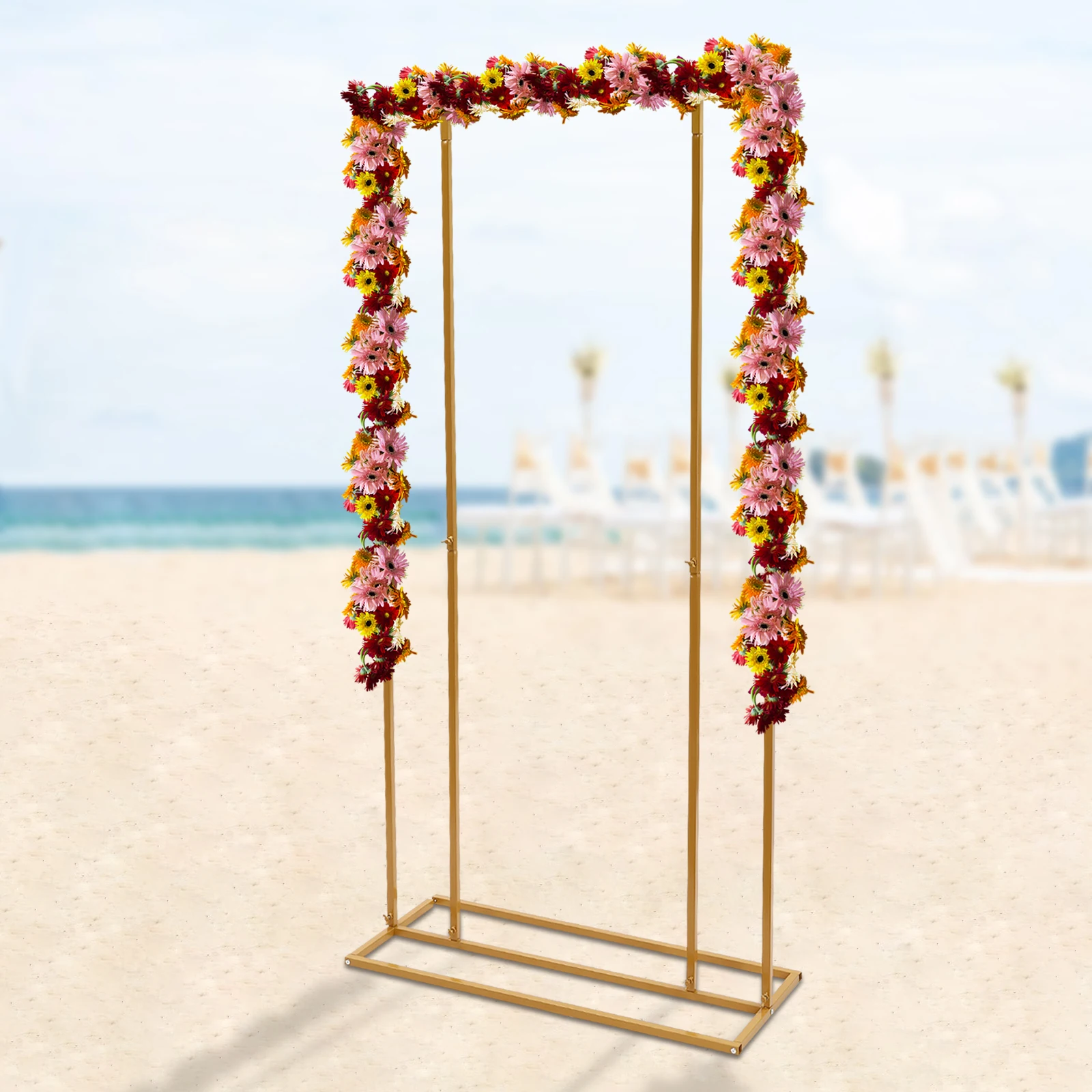 2m Golden Wedding Backdrop Stand 6.56ft Balloon Flower Rack Durable Party Stage DIY Decor Frame