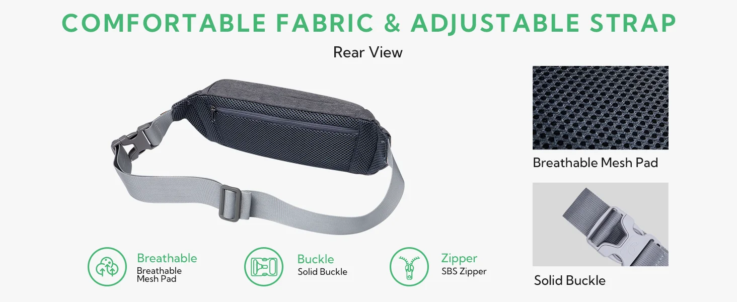 WATERFLY Gürteltasche, Hüfttasche, Reise-Hüfttasche, Bauchtasche, Übergröße, Umhängetasche, Tasche, verstellbarer Gürtel für Mann und Frau, Wandern – Detail 6