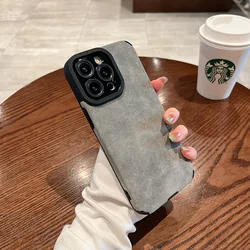 Sleek Matte Leather Silicone Shockproof Phone Case - iPhone 15 Plus (Gray)