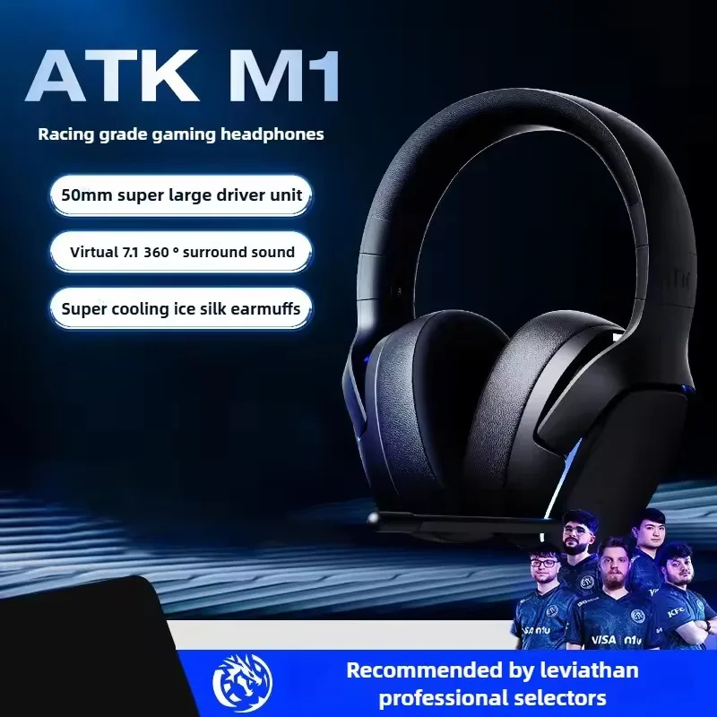 سماعة رأس للألعاب ATK N9 بثلاثة أوضاع لاسلكية لـ PS5 وأجهزة الكمبيوتر مع ميكروفون وصوت محيطي افتراضي 7.1 وخاصية تقليل الضوضاء