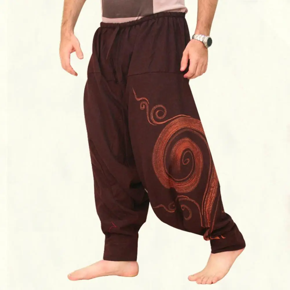 Men's Casual Elastic Waist Baggy Yoga Harem Pants Men Baggy Boho Gypsy Boho Pants штаны мужские