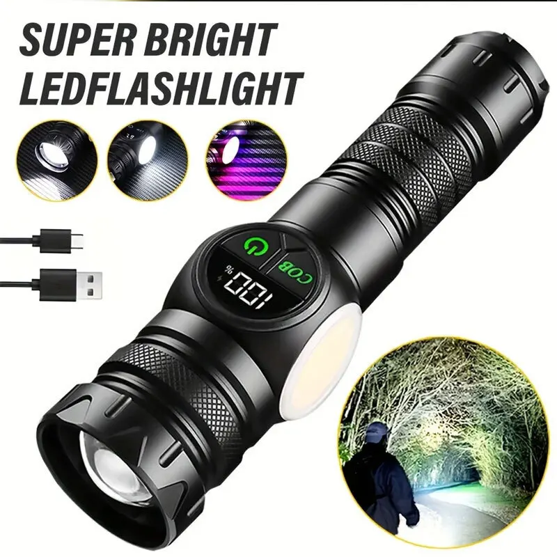 Super Bright LED Flashlight USB Rechargeable Flash light Long Range Tactical Torch Outdoor Waterproof Camping Fishing Lantern