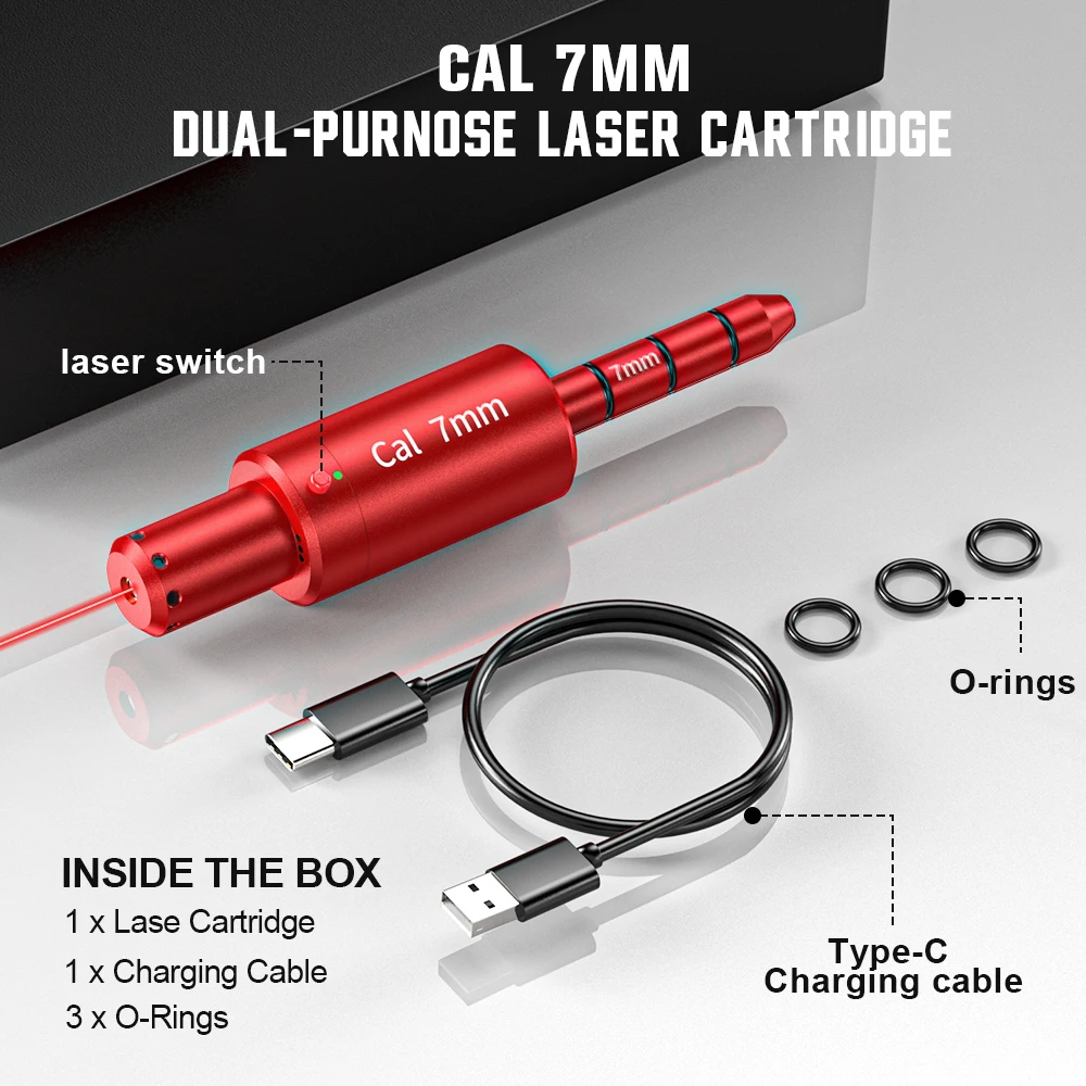 7MM Dual-Purpose Magnetic Suction Laser Training Bullet Red Dot Dry Powder Laser Training Ammunition for Gun Practice