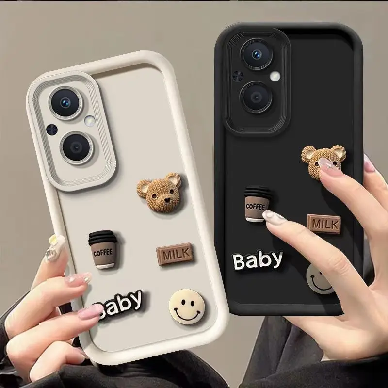 Cute 3D Bear Cartoon Silicone Case - Protective Back Cover
