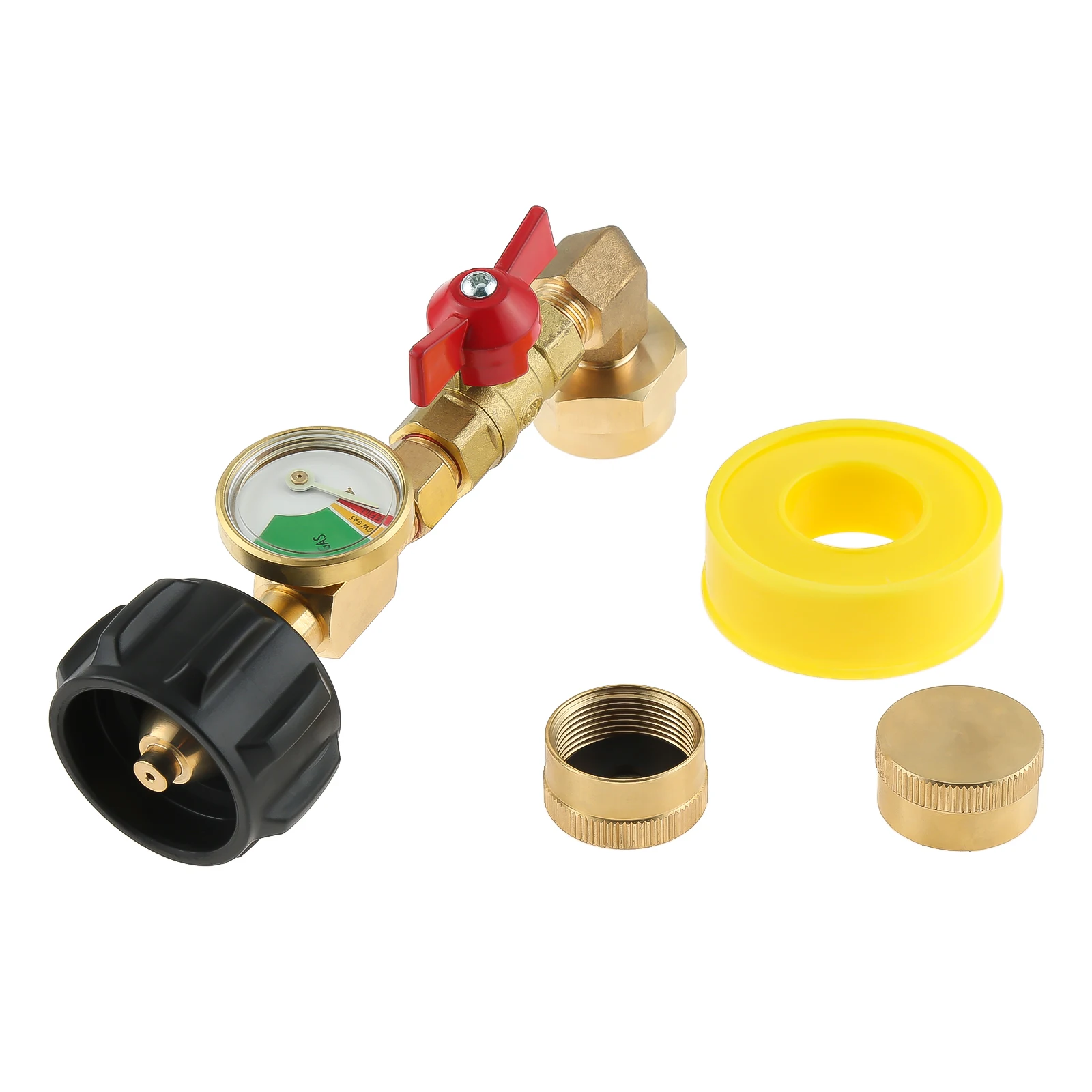 

Угловой адаптер QCC1 90 градусов для заправки пропана с манометром для пропана и регулирующим клапаном ВКЛ./ВЫКЛ. Для кемпинга гриля 1 фунт.