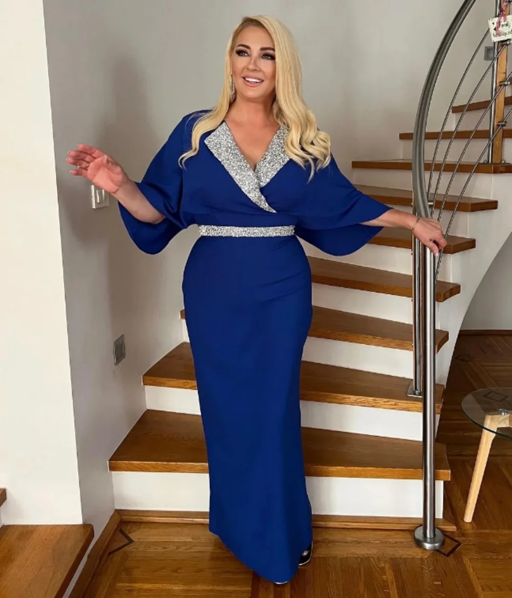 

Счастливое Платье с V-образным вырезом, официальное вечернее платье с рукавом до локтя, женское платье для свадебной вечеринки, платье до пола, новое платье для приема