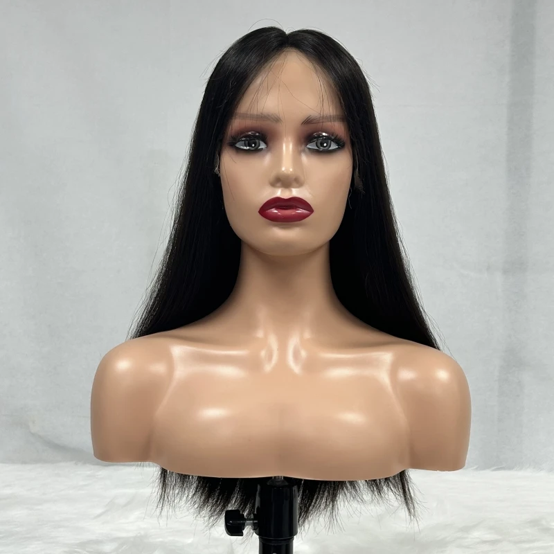 HD Lace Front Wig Virgin Human Hair Natural Black Color Long Length High Density Kosher Jewish Wigs For Thinning Hair