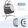 Large PE Wicker Egg Shaped Hanging Egg Chair with Stand and Thick Cushion, Indoor Outdoor. Oversized 2 Person Patio Swing Chair 5