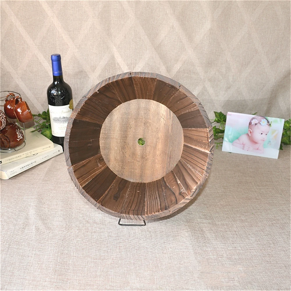Wood Wooden Round Barrel Planter Flower Pots