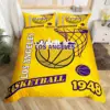 Basketball Court Print Bedding Set Twin Size,Ball Sports Games Themed Duvet Cover, Boys Game Room Decor Comforter Cover 5