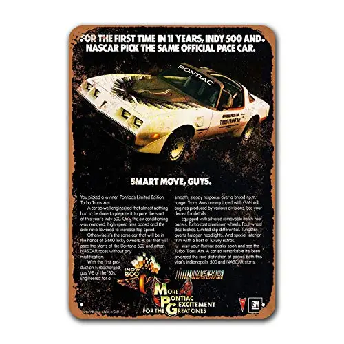

1980 Trans Am Turbo Pace Car Restaurant Tin Metal Signs Vintage Cars Office Coffee Club Home Bar Poster Wall Decor 12x1