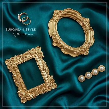 Golden Retro Photo Frame Nail Art Jewelry Decoration Home Decoration Photography Background Shooting Photo Props 1