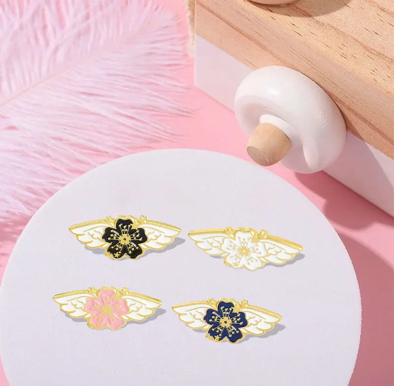 

Angel Wings Sakura Enamel Pins Custom Cherry Blossom Brooches Lapel Badges Bag Cartoon Flowers Jewelry Gift for Kid Girl Friends