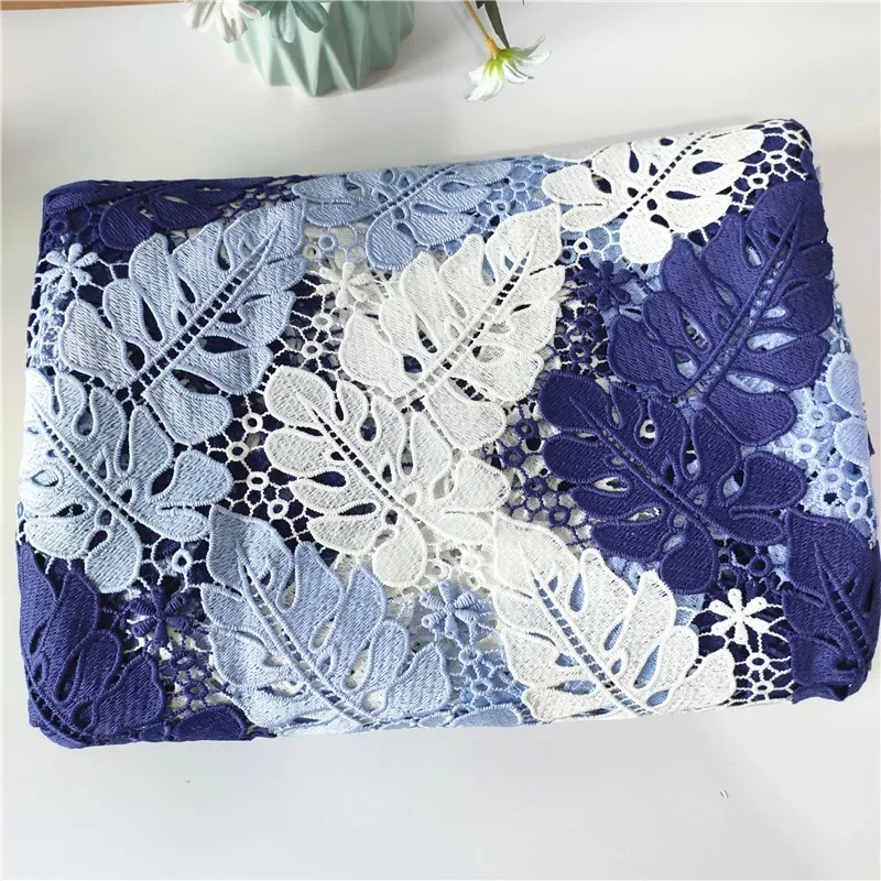 50cm Water-Soluble Lace Sewing Hollow Out Leaves Embroidery Fabrics Women Dress Lace Accessories Blended Fabric