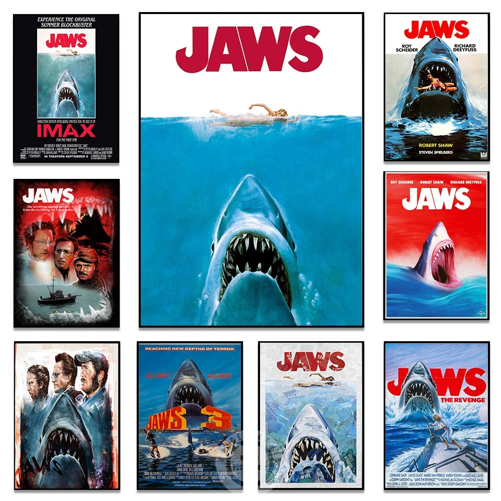 Jaws 1975 Classic Film Poster Killer Shark Jaws The Revenge Film Stampa Dipinti Su Tela Immagini Di Arte Della Parete Decorazione Della Casa Della Sta