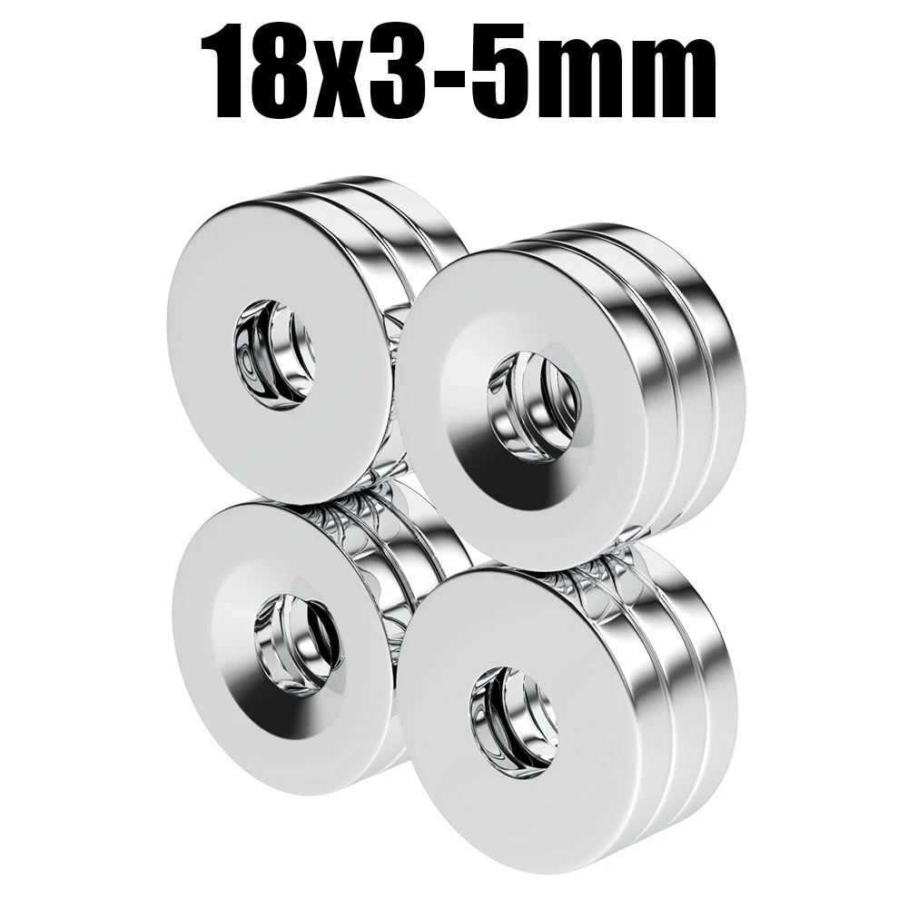 

2/5/10/20/50Pcs N35 Super Strong Magnet 18mm X 3mm Hole 5mm Round Magnetic NdFeB Neodymium magnet Powerful Disc imanes with hole