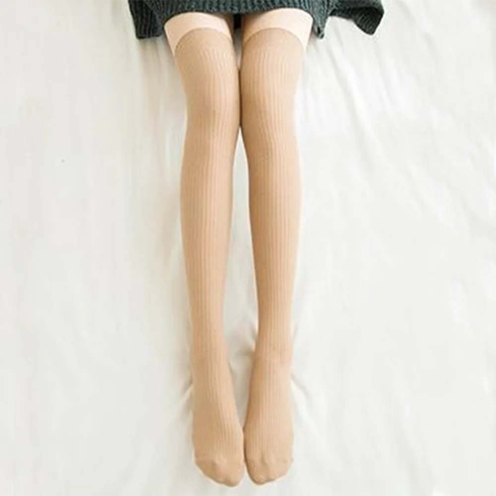 Hohe Winterstrümpfe für Damen, warm über dem Knie, weiche Wollstrümpfe, Baumwolle, gestreift, lange Socken, Oberschenkelstrumpf, Lolita, dicke warme Socken – Detail 7