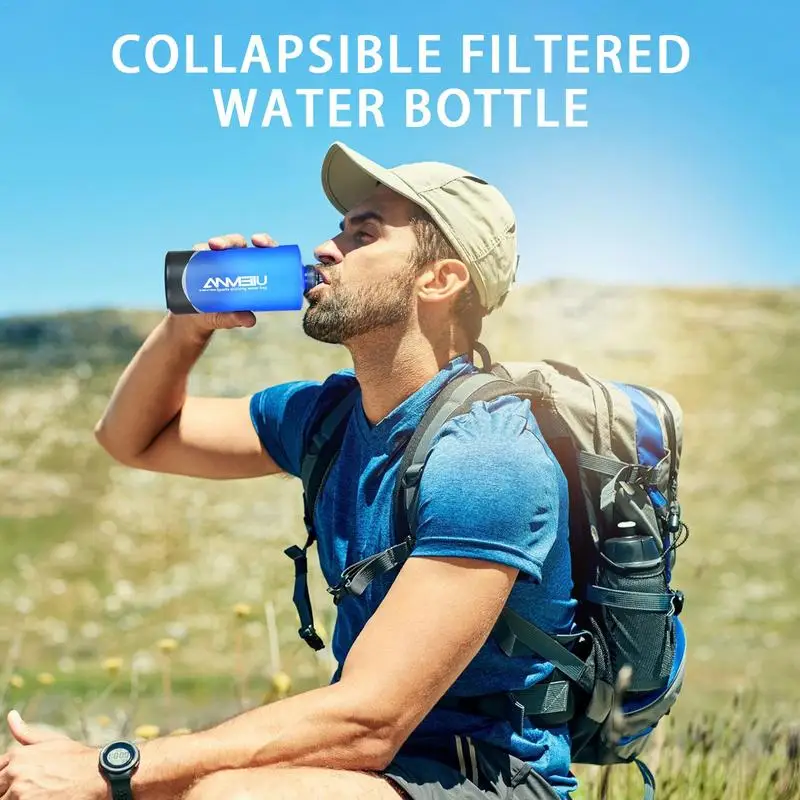 Collapse Water Bottles Folding Travel Water Bottle Portable Water Bag  Gravity Charge Adsorption Strong TPU Physical Water Filter - AliExpress