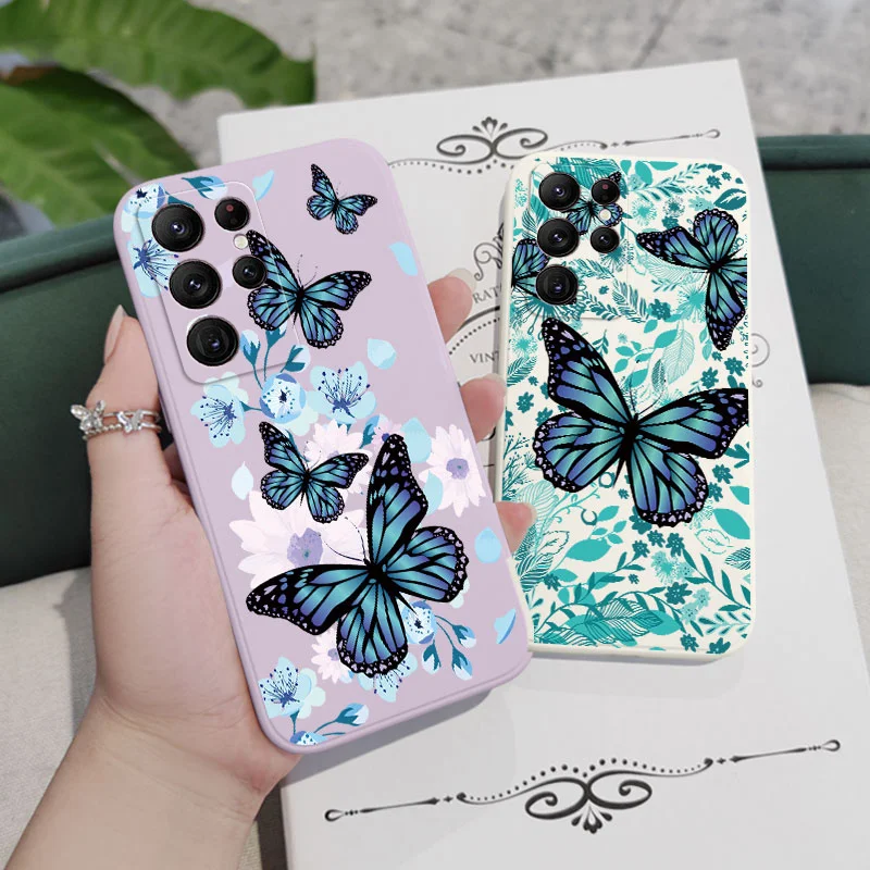 Aurora Butterfly Phone Case For Samsung Galaxy S22 S21 S20 Ultra Plus FE S10 S9 S10E Note 20 ultra 10 9 Plus Cover