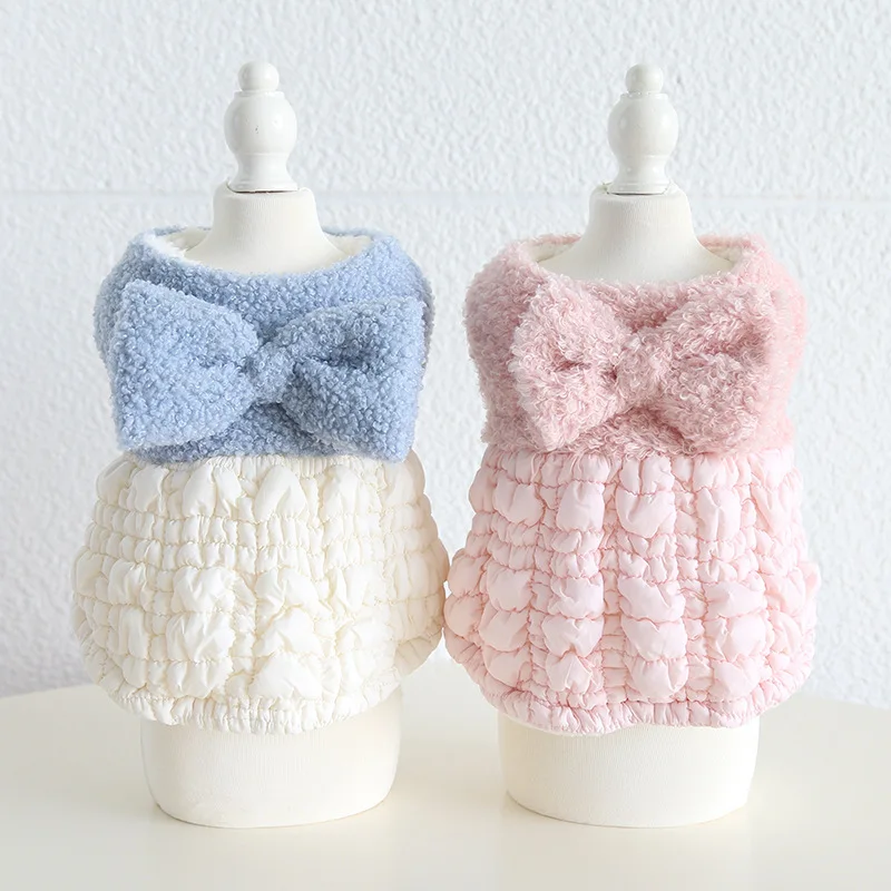 

Pet Princess Dress Winter Autumn Puppy Warm Sweater Cat Fashion Bowknot Vest Small Dog Sweet Skirt Poodle Chihuahua Yorkshire
