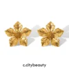 Trendy Golden Flower Earrings for Women Waterproof Stainless Steel Stylish Ear Accessories on Instagram 1
