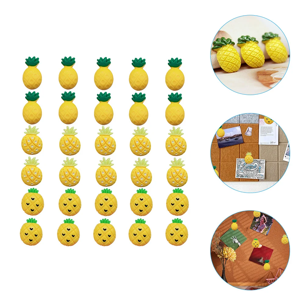 Pineapple Push Pins 30Pcs Decorative Thumb Tacks Resin Fruit Thumbtacks Storage Box Marking Pins Cork Board Bulletin Boards