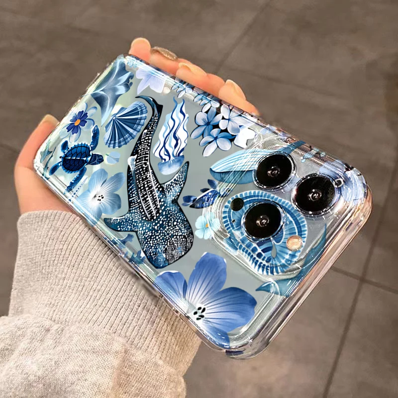 Ocean Elements Whale & Starfish Phone Case Cover