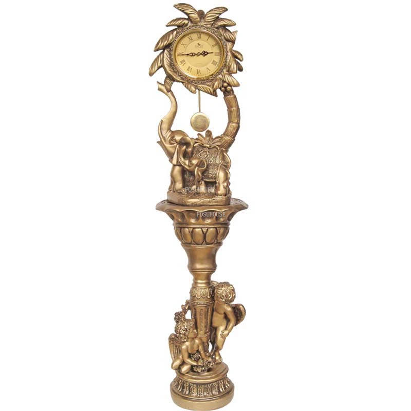 European Living Room Floor Clocks Home Jumping Second Movement Standing Clock Decorative Ornaments Retro Chinese Pendulum Clock