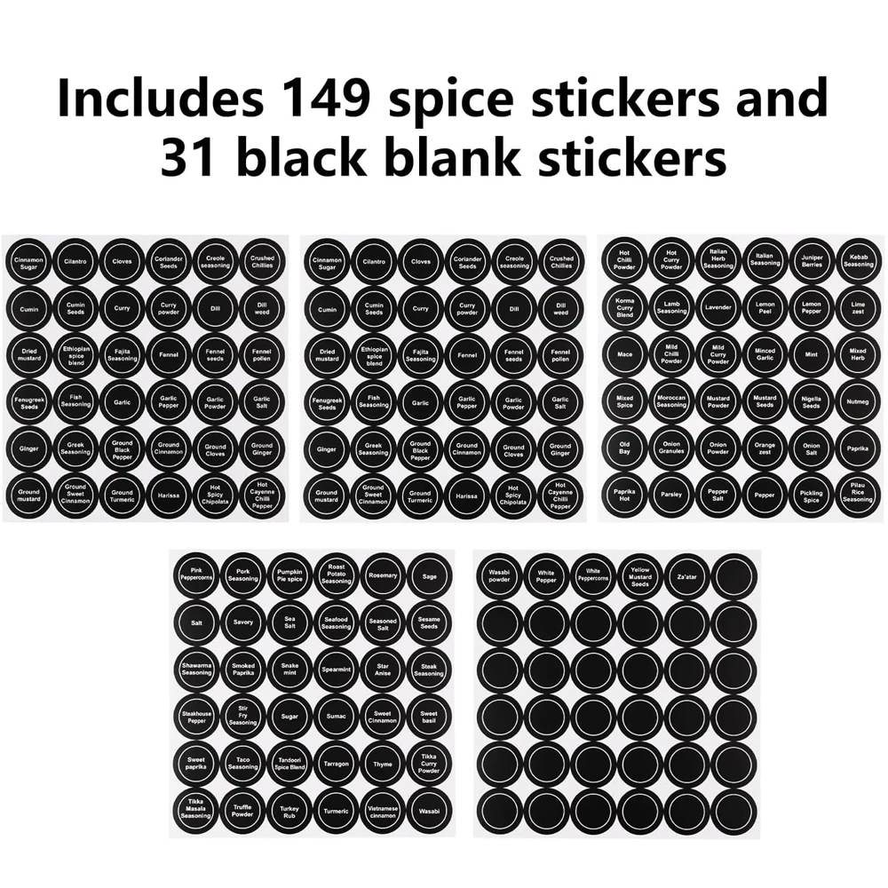 Spice Stickers Kitchen Jar Spice Bottle Labels Waterproof Classification Marks Can Storage Stickers Reuse Blackboard Label Stick