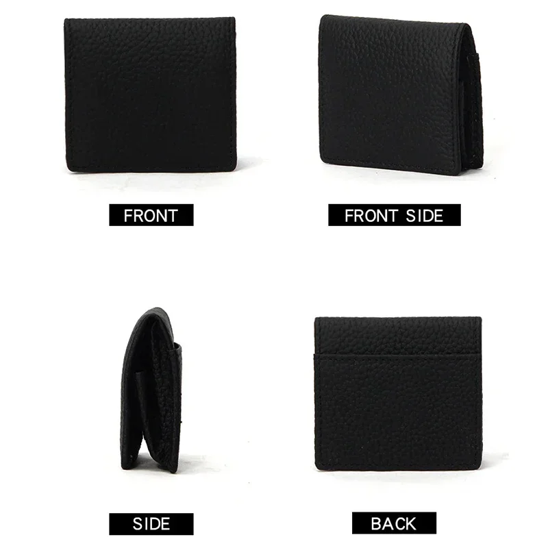 New Genuine Leather Coin Pouch Mini Change Holder Mini Snap Pocket Wallet for Men Women Minimalist Change Purse for Kids Storage