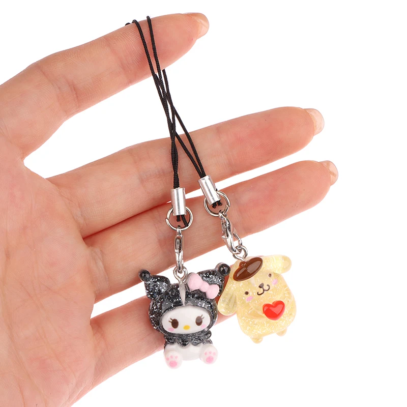 1 Stück Sanrio Telefon Anhänger Melodie Cinna moroll Schlüssel bund Lanyard Kuromi Tasche Charme Hallo Kitty hängende Seil Dekoration