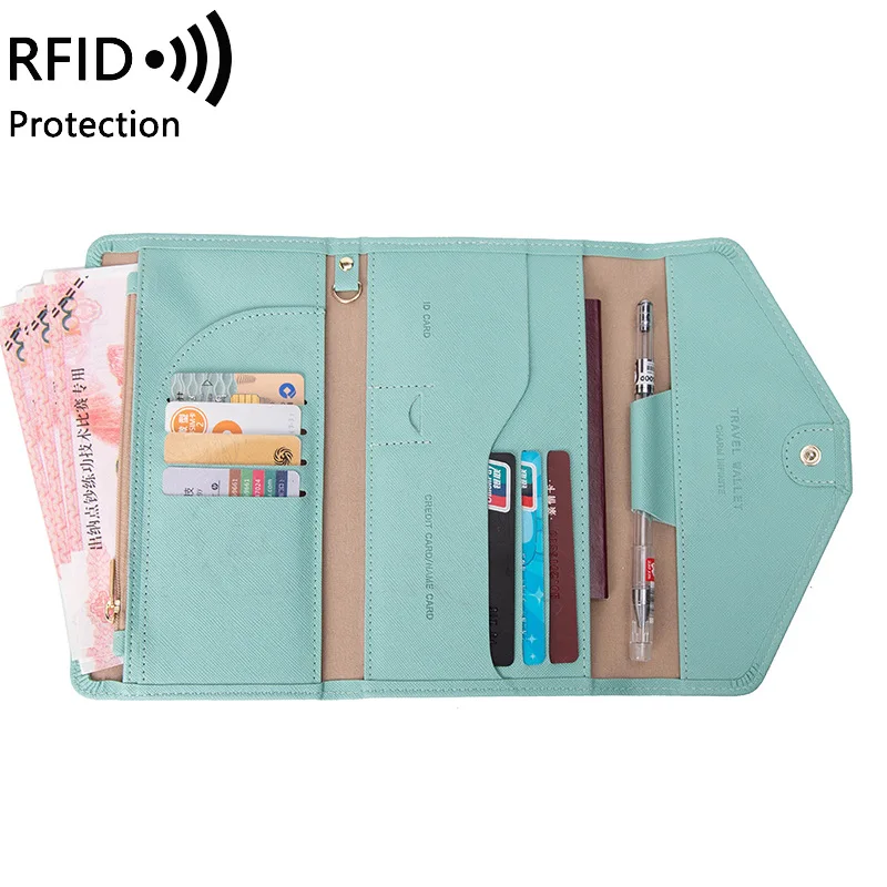 Set 2 Porta Passaporto Con Blocco RFID Nero E Marrone - Organizer Da Viaggio Con Slot Per Carte, Penna, Biglietti E Banconote