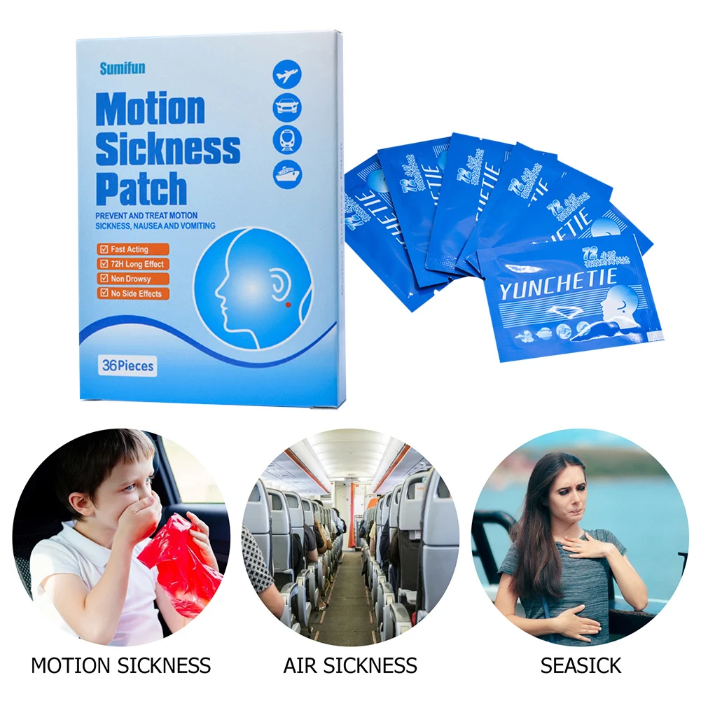 Headache Patches Chinese Herbal Motion Sickness Anorexia Relief Plaster 36pcs/box For Going Out Kids Adults