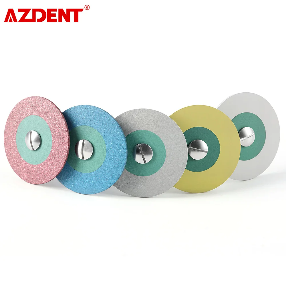 AZDENT Dental HP 26mm Rubber Diamond Polish Wheels for Zirconia Porcelain PFM Emaxs Dental Lab Polisher Wheel Disc