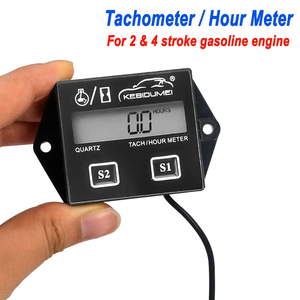 Digital Engine Tach Hour Meter Tachometer Gauge Engine RPM LCD Display Waterproof For Motorcycle Motor Stroke Engine Car Boat